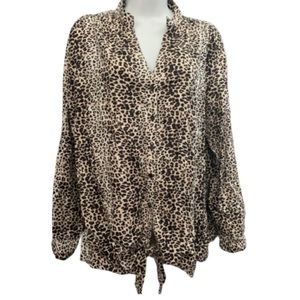 Cheetah print button down top large 1775